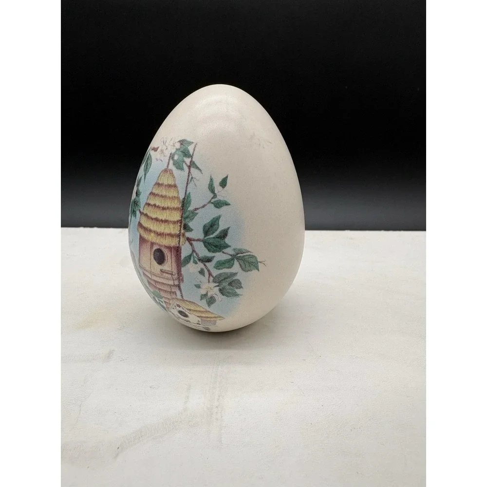 Eggzakly Painted Ceramic Egg Bluebird Beehive‎ Birdhouse Decor 3